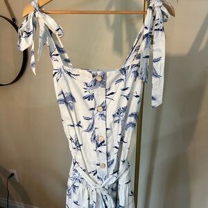 Dress Forum Blue and White Tropical Print Dress